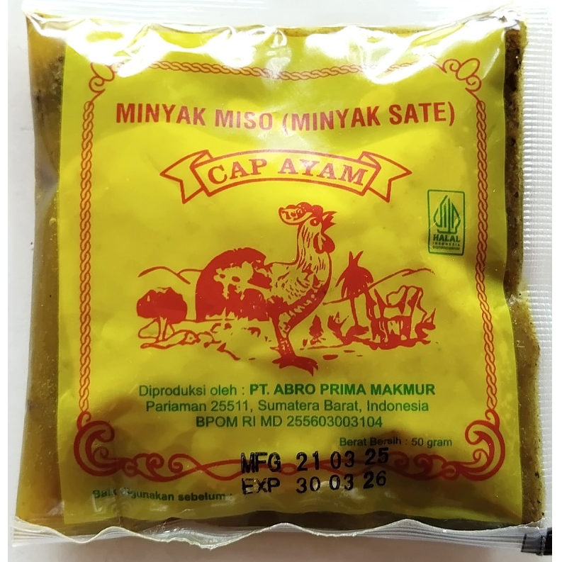MINYAK MISO (MINYAK SATE) Cap Ayam - 50g | Bumbu Soto & Sate Padang Asli Minang