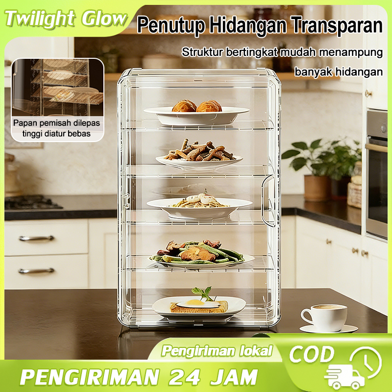 Twilight Glow Tudung Saji Makanan 3-5 Susun Tudung Saji Rak Makanan Tudung Saji Estetik Akrilik Prem