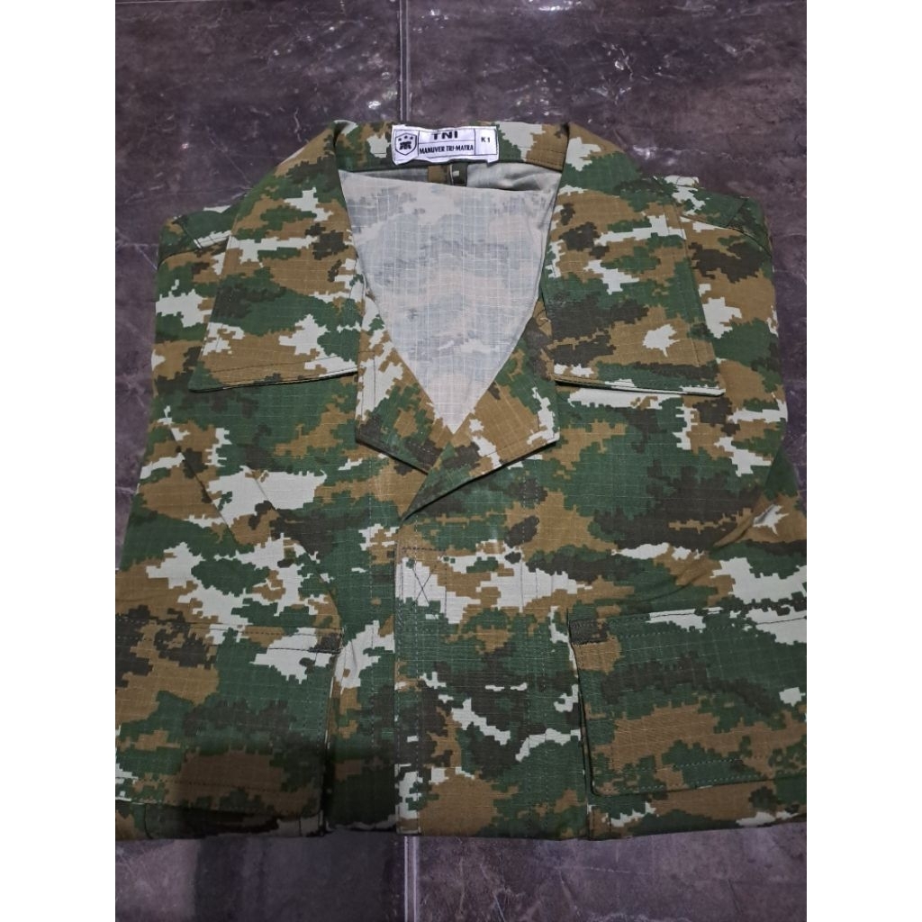 PDL TNI TRIMATRA BAHAN RIPSTOP PANCA GELAP