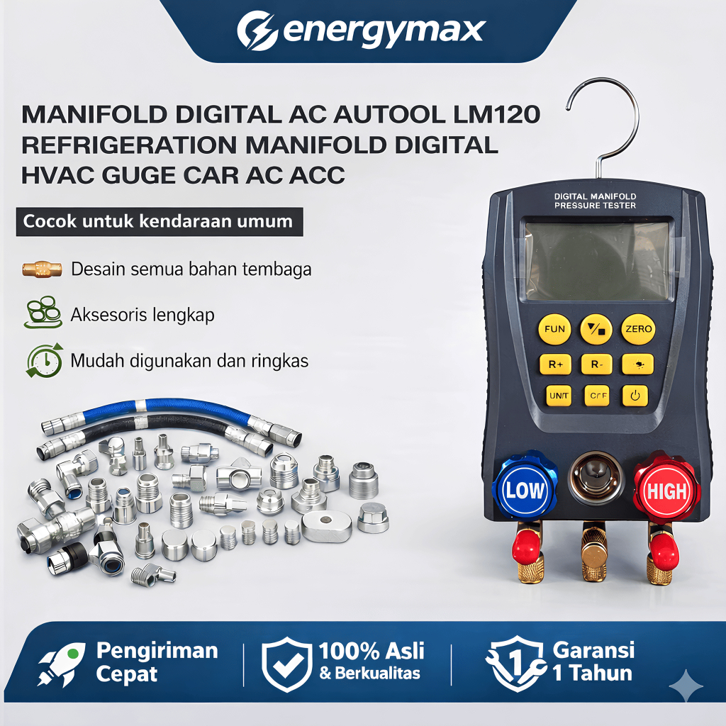 MANIFOLD DIGITAL AC AUTOOL LM120 REFRIGERATION MANIFOLD DIGITAL HVAC GUGE CAR AC ACC