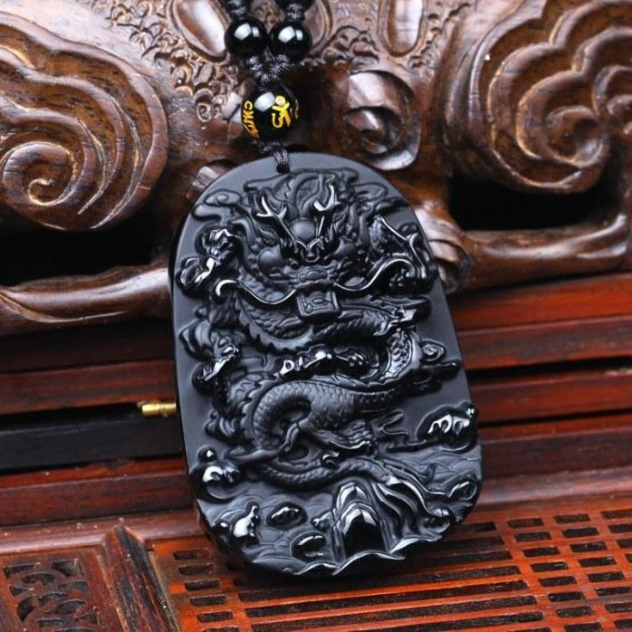 liontin black jade stone ukiran NAGA