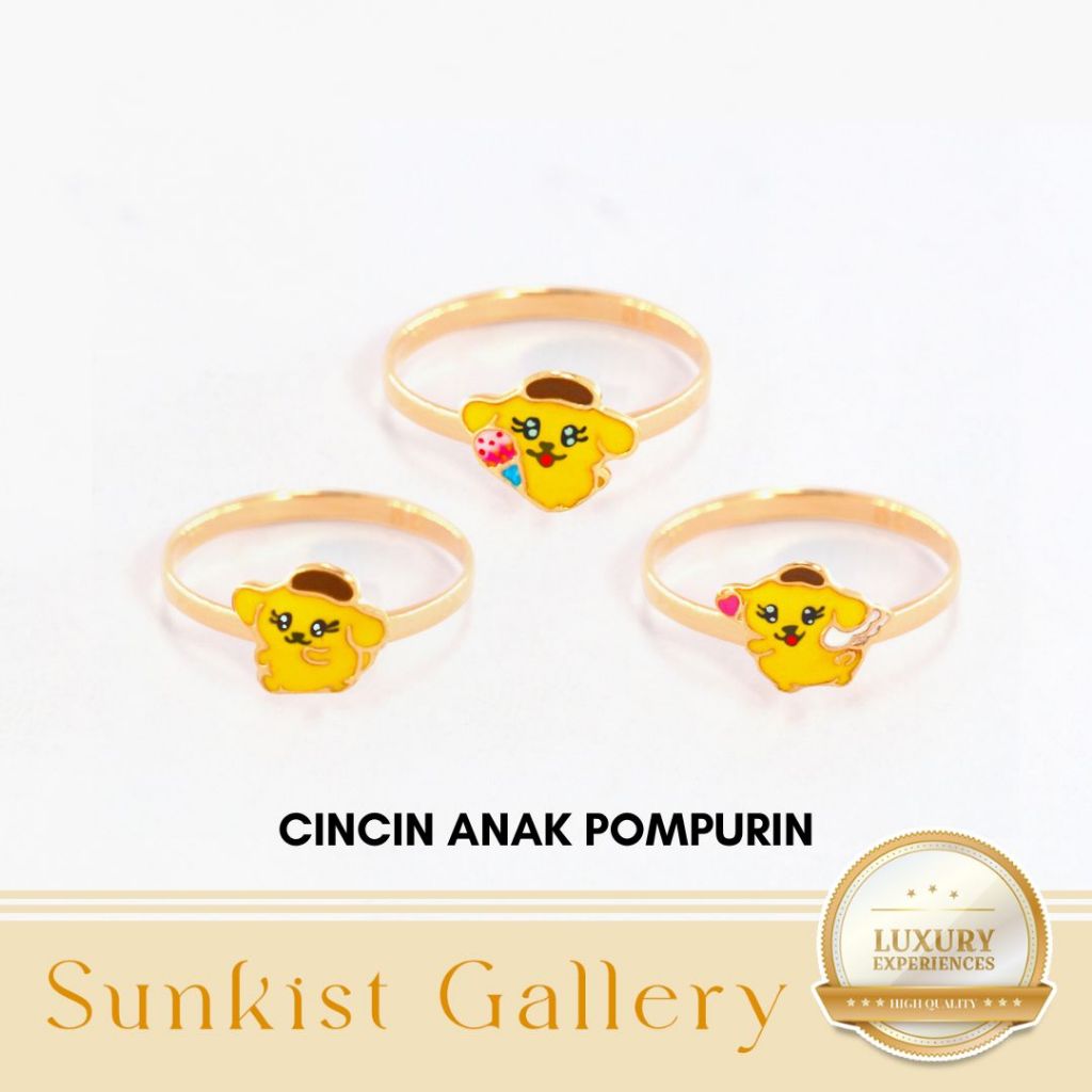 CINCIN EMAS ANAK MODEL KARAKTER POMPURIN KUNING LUCU EMAS ASLI EMAS MUDA KADAR 6K (300) & 8K (375) C