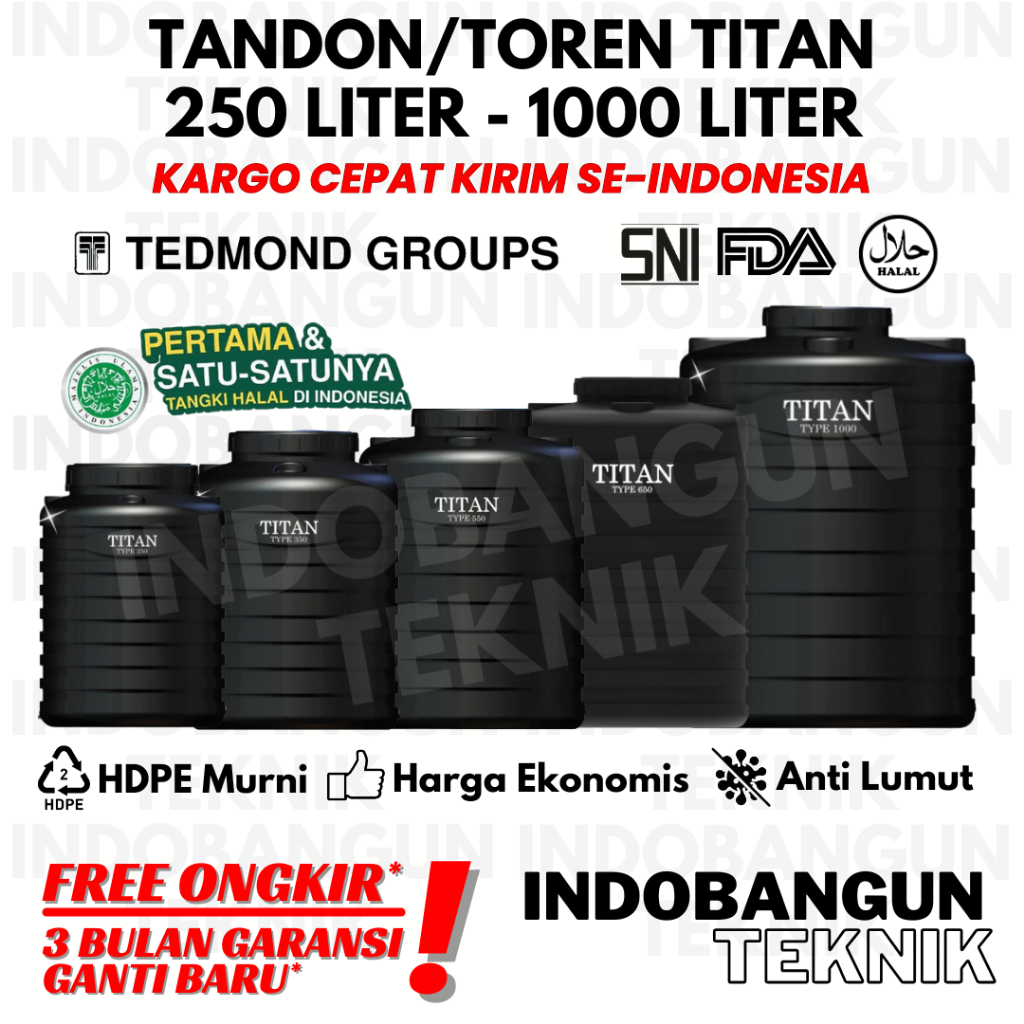 [KARGO CEPAT] Tandon Tangki Toren Tedmond Grand Titan 250 350 550 650 1000 Liter SNI Murah Garansi