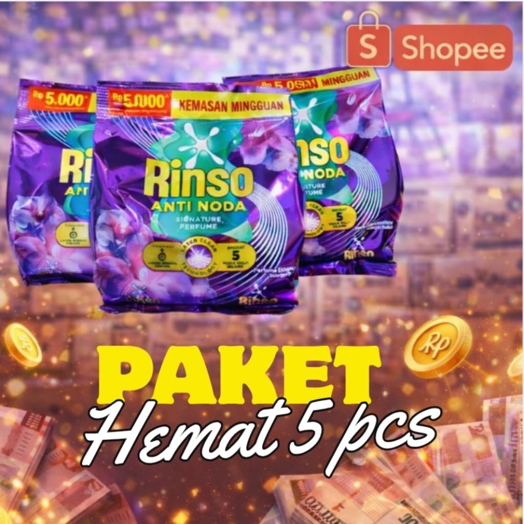 PAKET 5 pcs RINSO BUBUK 5000 - DETERJEN RINSO 5000