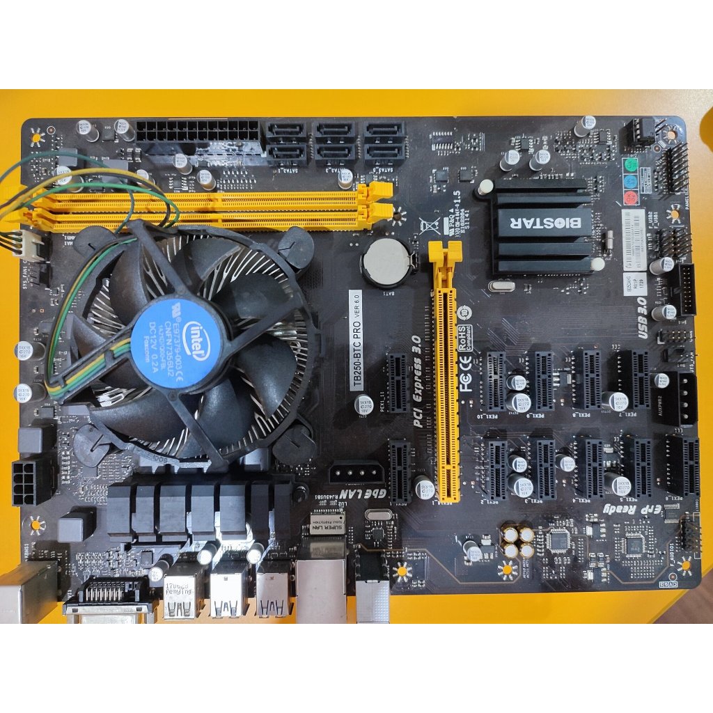Motherboard Biostar TB250-BTC PRO + Intel G4560 LGA1151 Mainboard Mobo Paket Lengkap
