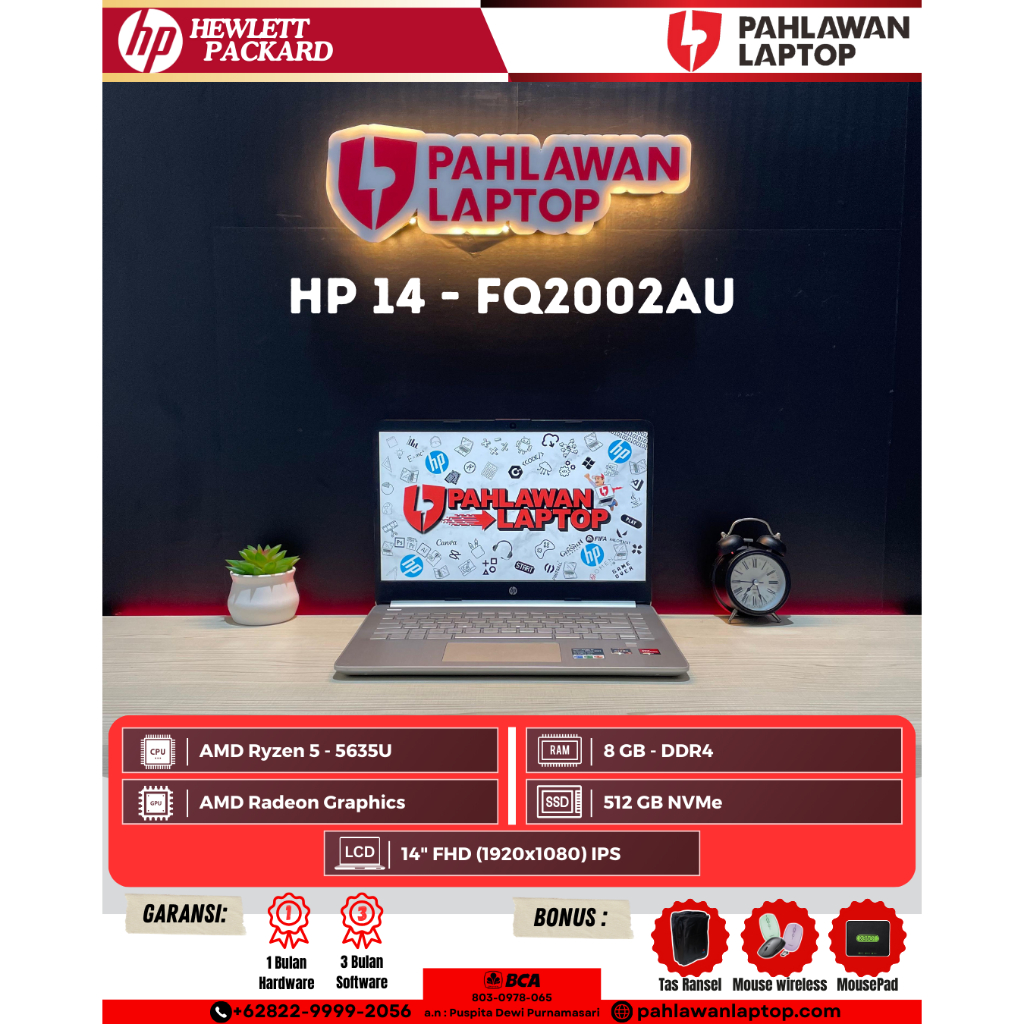 Laptop HP 14S-FQ2002AU AMD Ryzen 5-5000 Series/8/512