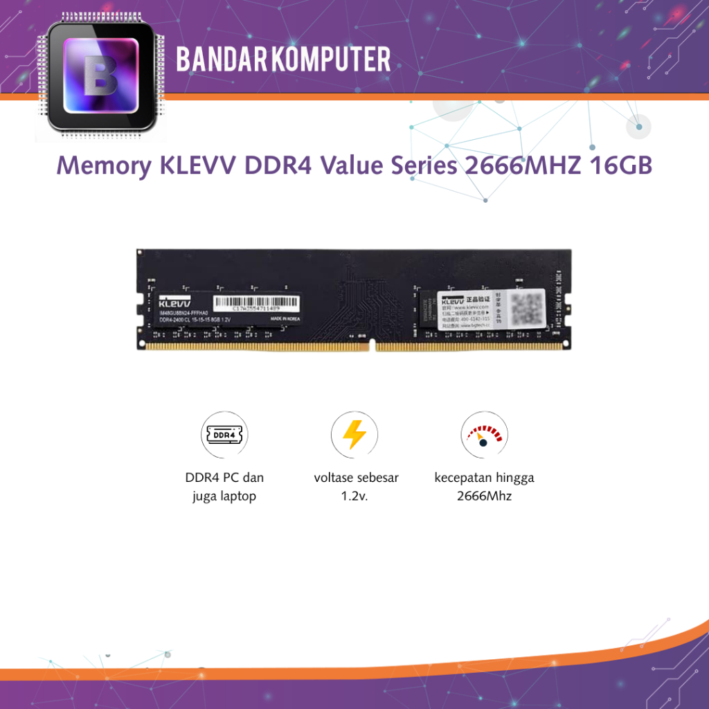 Memory KLEVV DDR4 Value Series 2666MHZ 16GB