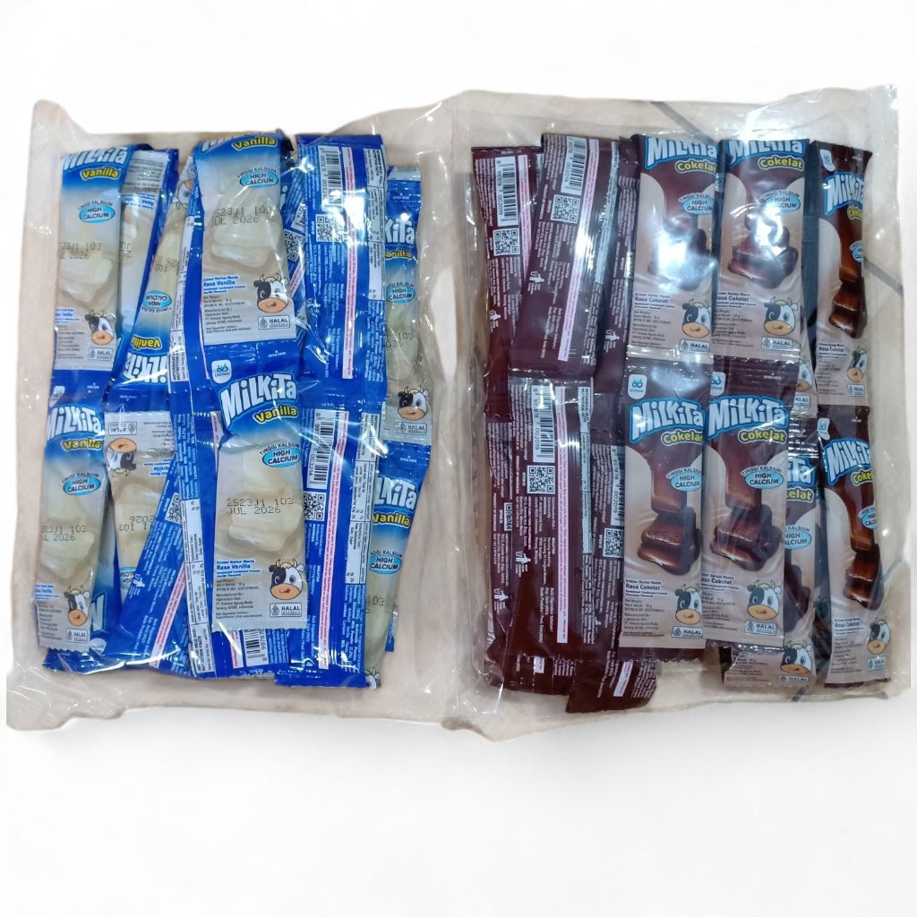 Milkita Pasta Chocolate / Vanilla (1Pack: 36pcs) - Milkita Pasta Nyot / Susu Nyot Nyot / Susu Sachet