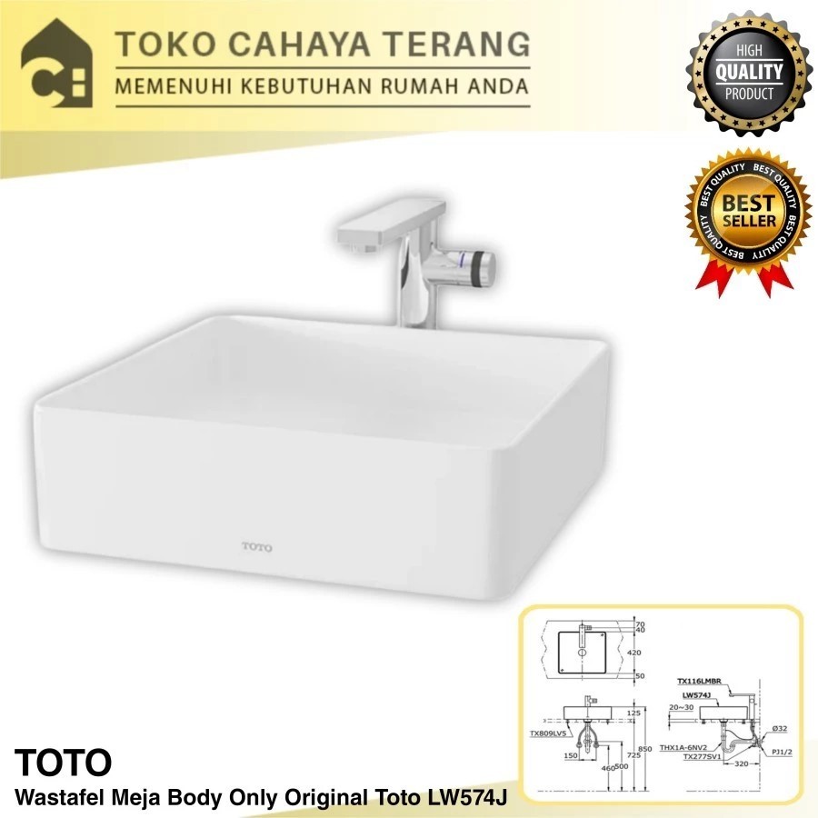 Wastafel Meja Kotak Toto LW574CJ Body Only / Wastafel Original Toto