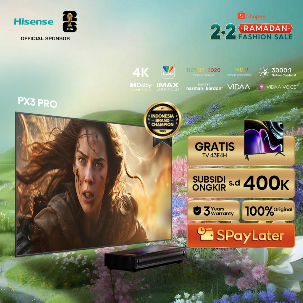(BELI TV GRATIS TV) Hisense TV PX3-PRO Vidaa Laser TV 120 inch LPU Laser Engine Ultra Short Throw Te