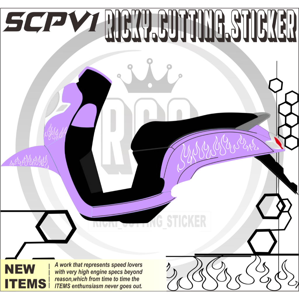 SCV1 CUTTING STICKER SCOOPY MODEL API STRIPING SCOOPY 2018-2020 STICKER SIMPLE SCOOPY MODEL API