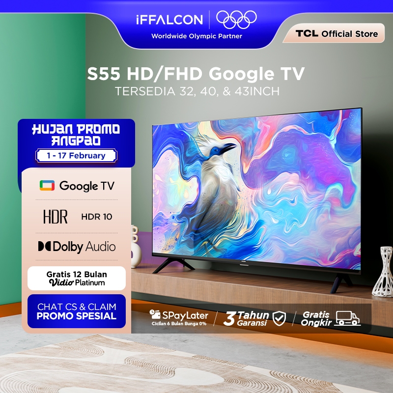 [FLASH SALE] iFFALCON by TCL S55 Series Google TV (Android 14) Smart Digital - HD/FHD - HDR 10 - Dol