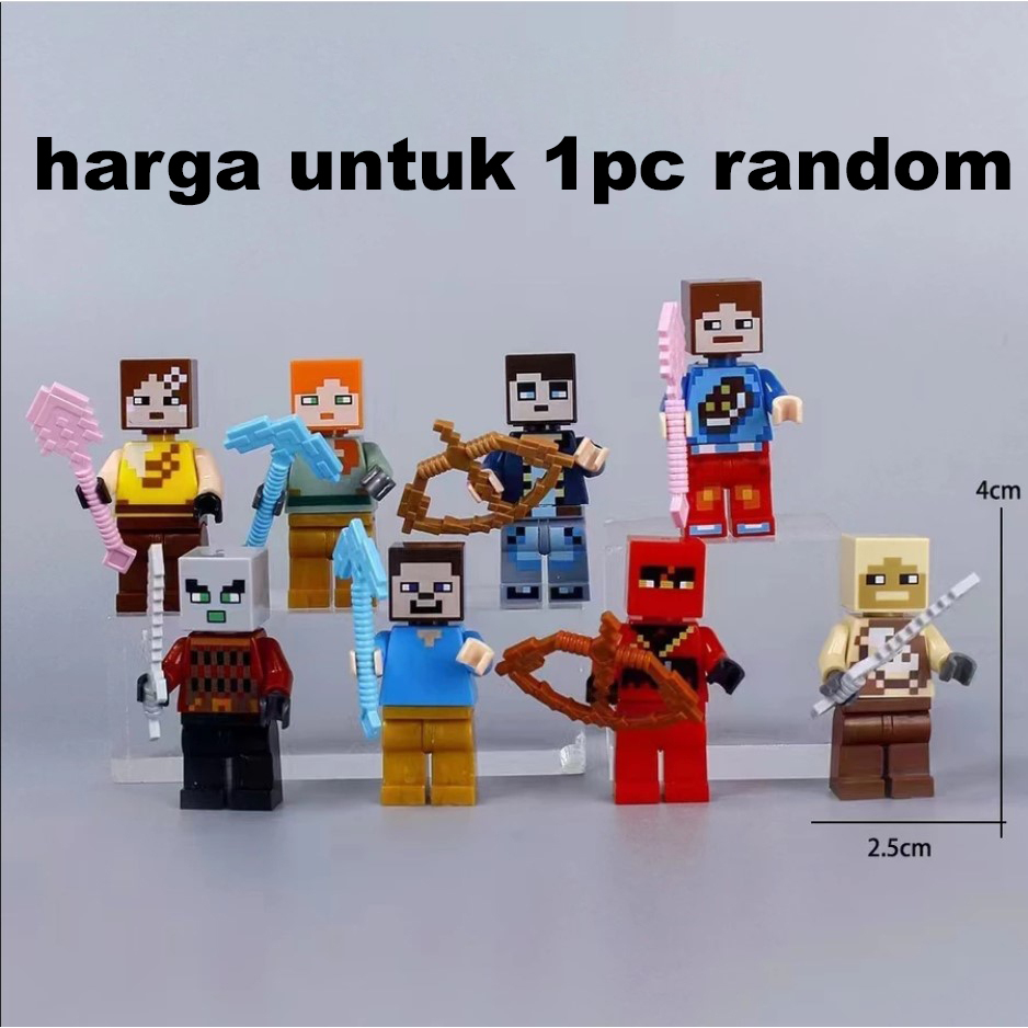 Hiasan kue cake topper Set minecraft minicraft craft mini figurine action figure plastik