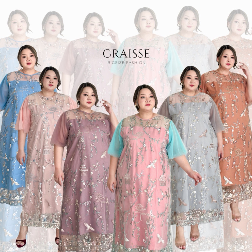 JESSLIN Bigsize Dress | Dress Pesta Bigsize | Party Bigsize Dress | Dress Imlek Bigsize