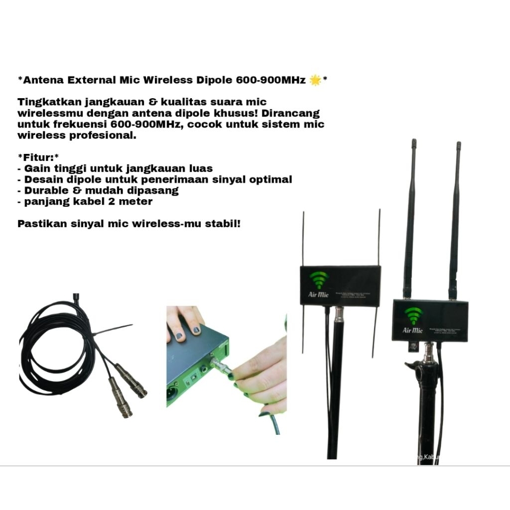 Antena mic wireless penguat sinyal mic wireless sambungan antena mic wireless