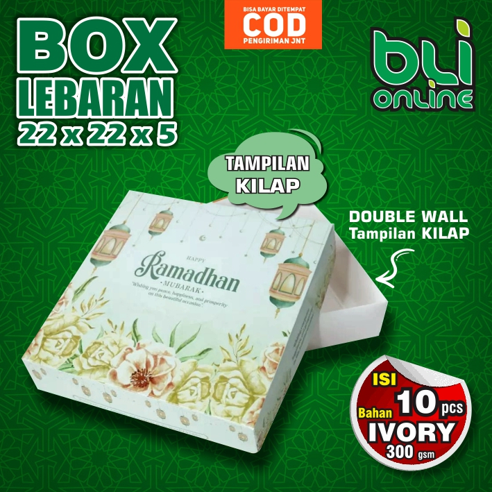 Box Lebaran 22 x 22 x 5 / Hampers Lebaran / Box Kue Kering / Dus Idul Fitri / Kardus Lebaran