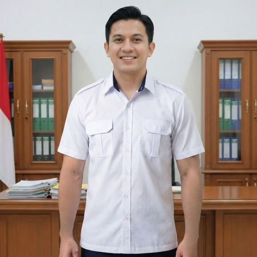 PDH putih pns Kemeja Putih Lengan Pendek Model PDH Outdoor Kerah Hitam Seragam Kerja Lapangan Pria p