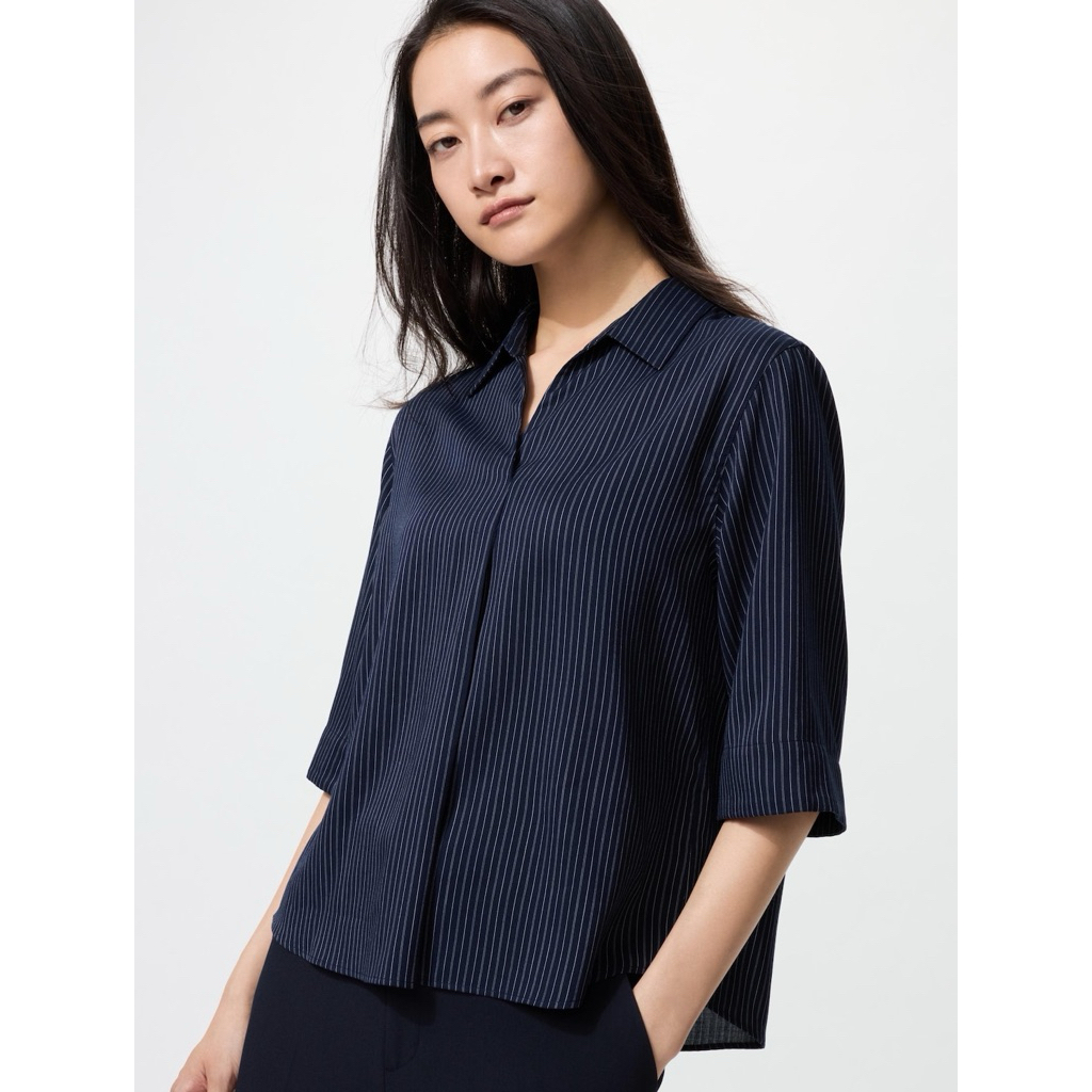 Blouse Rayon Kerah Skipper Uniqlo Woman