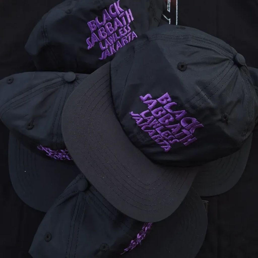 Black Sabbath x Lawless Jakarta "Master of Reality Logo Henry 6-Panel Cap" Original Merchandise by L