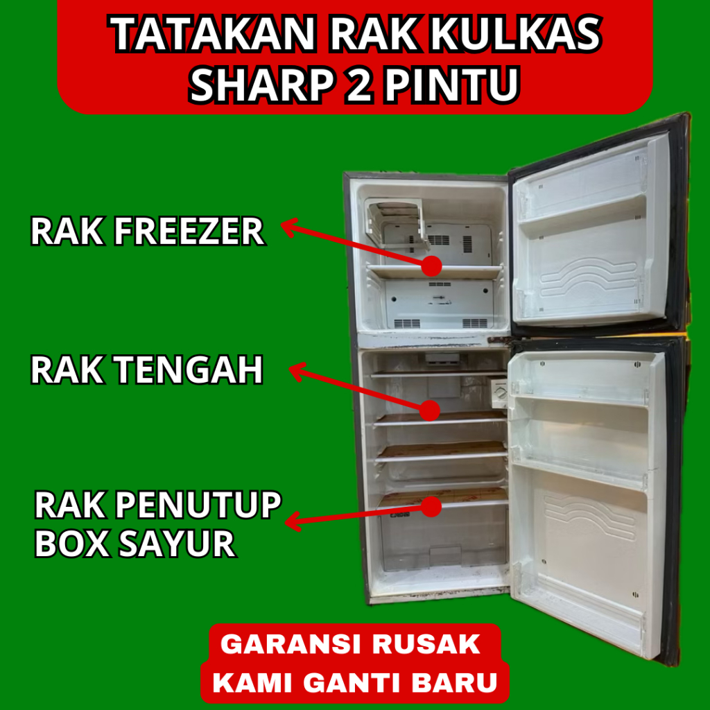 rak tatakan kulkas sharp 2 pintu custom akrilik tebal awet tahan lama - rak tengah kulkas sharp 2 pi