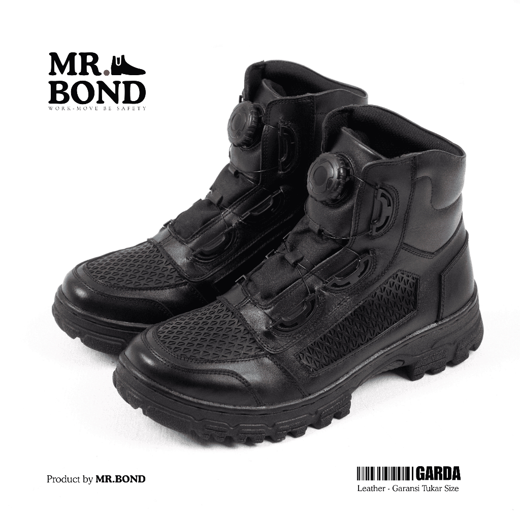 MR.BOND Sepatu PDL Tali Putar Kulit Sapi Jaring Tawon Tactical 6 Inci RAIDERS G2MR Dinas Pria Premiu