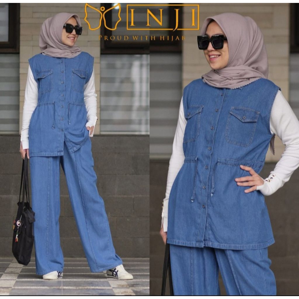 YOONA SET KULOT ROMPI DENIM ORIGINAL BY INJI