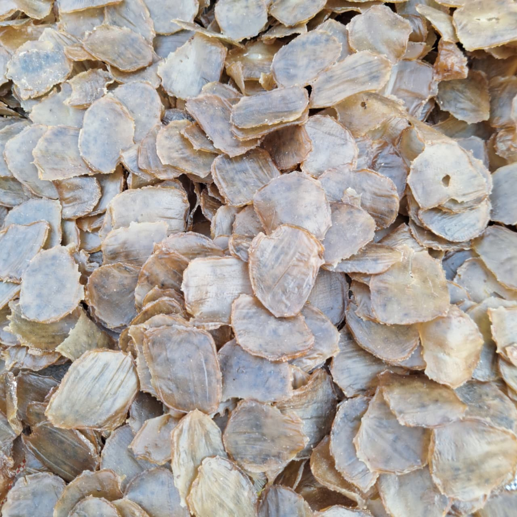 Kerupuk puli/rambak khas madura rasa ikan (mentah), cemilan khas madura rasa ikan