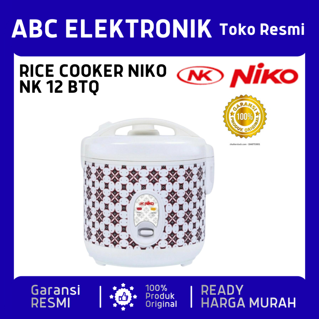 Rice Cooker Niko NK-12 Penanak Nasi 1.2 Liter Anti Lengket Warna Emas