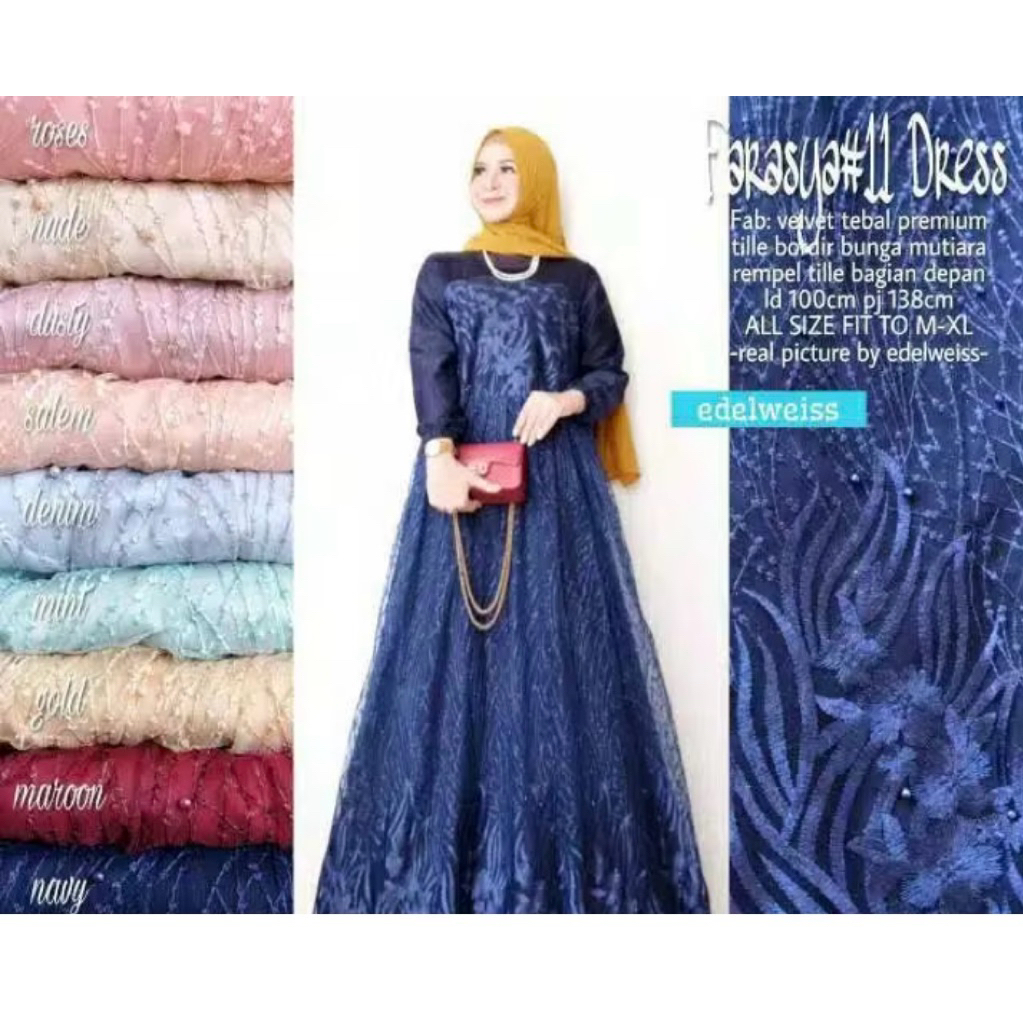 Gamis Pesta exclusive Gamis brokat tile jumbo xxl-xxxl farasya dress (READY SERAGAM)