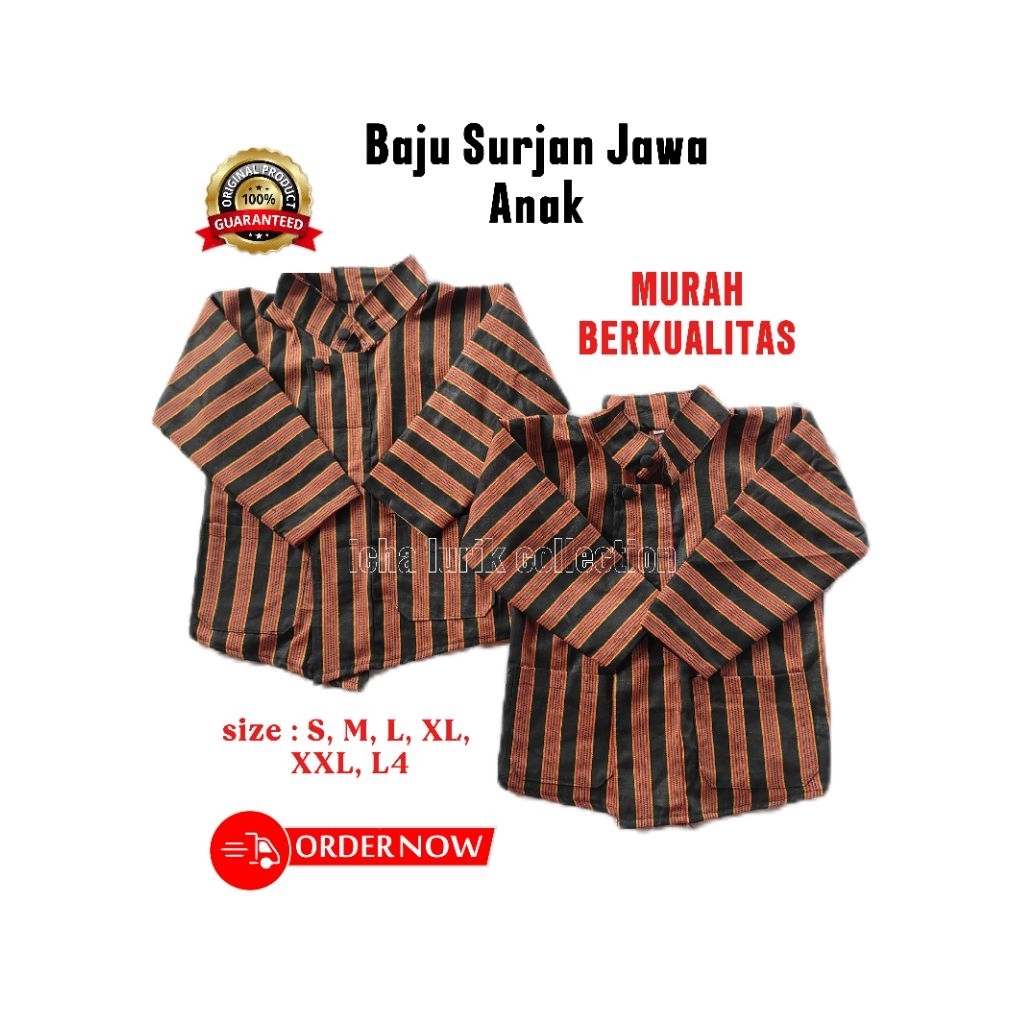 TERMURAH | Baju Surjan Lurik Anak | Baju jawa anak | Baju Lurik Anak