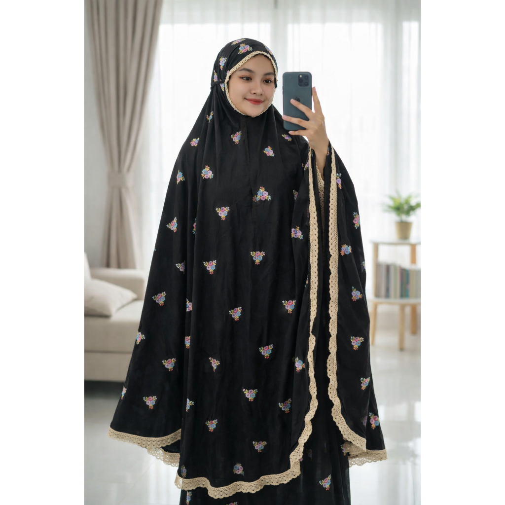 Mukena Dewasa Motif Bunga Kirei Katun Premium