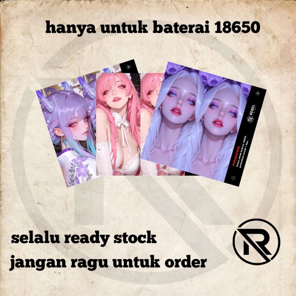 KOLEKSI STIKER BATERAI WRAP 18650 WAIFU