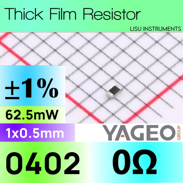 0R 0402 62.5mW ±1% SMD Thick Resistor 0R RC0402FR-070RL YAGEO