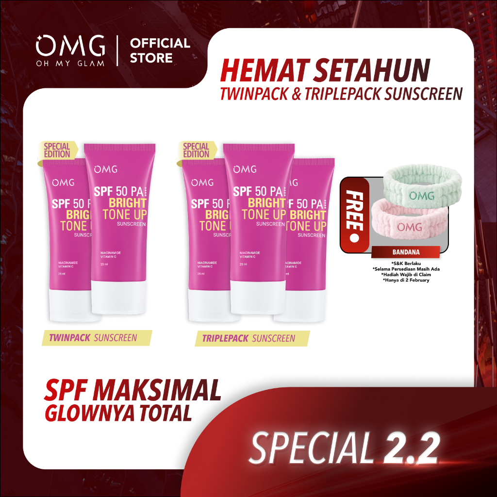 OMG Oh My Glow Bright Booster UV Barrier Sunscreen SPF 50 PA++ I Tone Up Sunscreen - Ringan, Cepat M