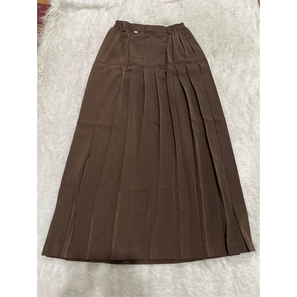 (Obral 2199) Rok rimpel pramuka panjang SMP/SMA bahan licin