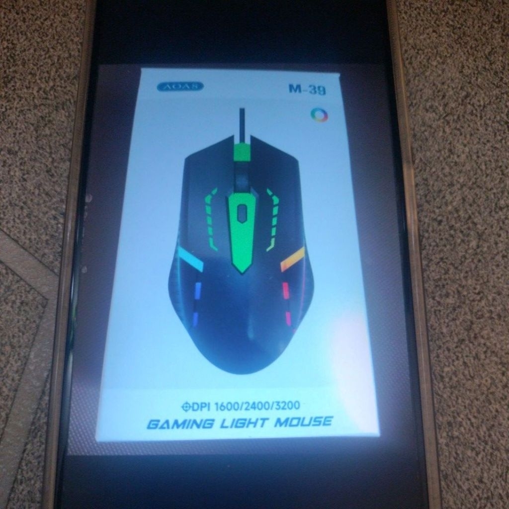 Light Mouse Gaming AOAS M-39  Bekas Dpi1600/2400/3200