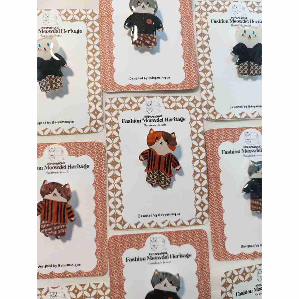 Fashion meowdel heritage bros pin handmade kucing jawa