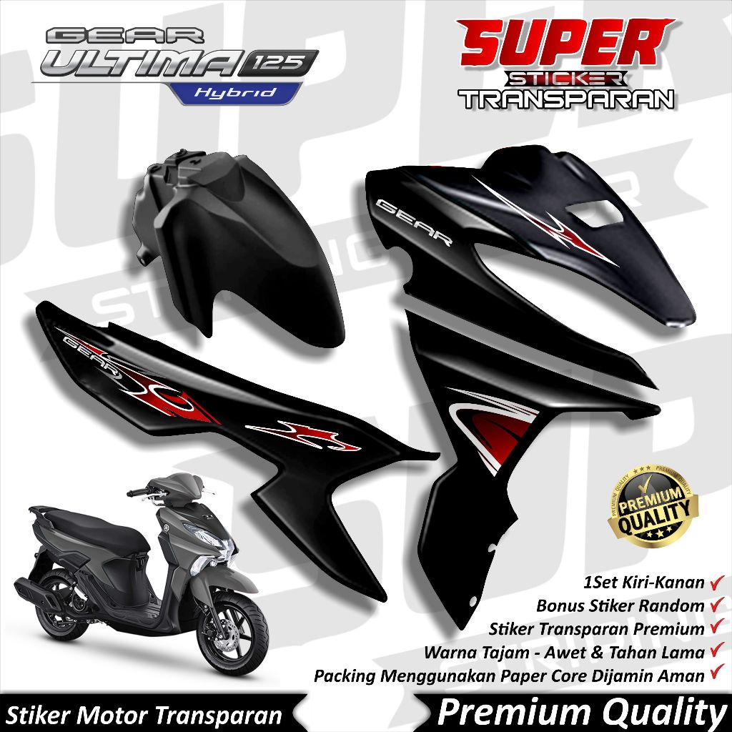 Stiker Transparan Gear Ultima Hybrid Anti Luntur keren Striping Gear Ultima Striping Yamaha Gear 125