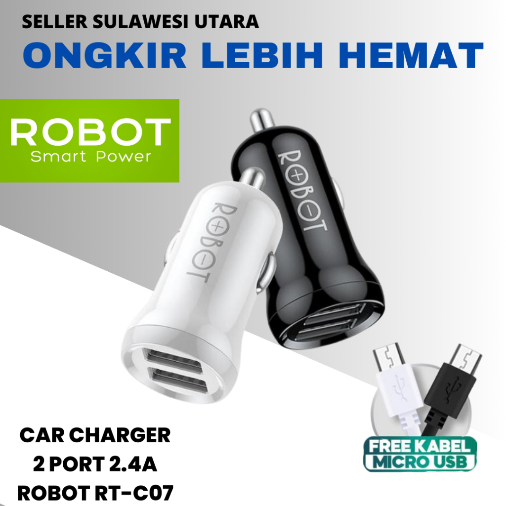 CAR CHARGER ROBOT RT-C07 2 PORT 2.4A