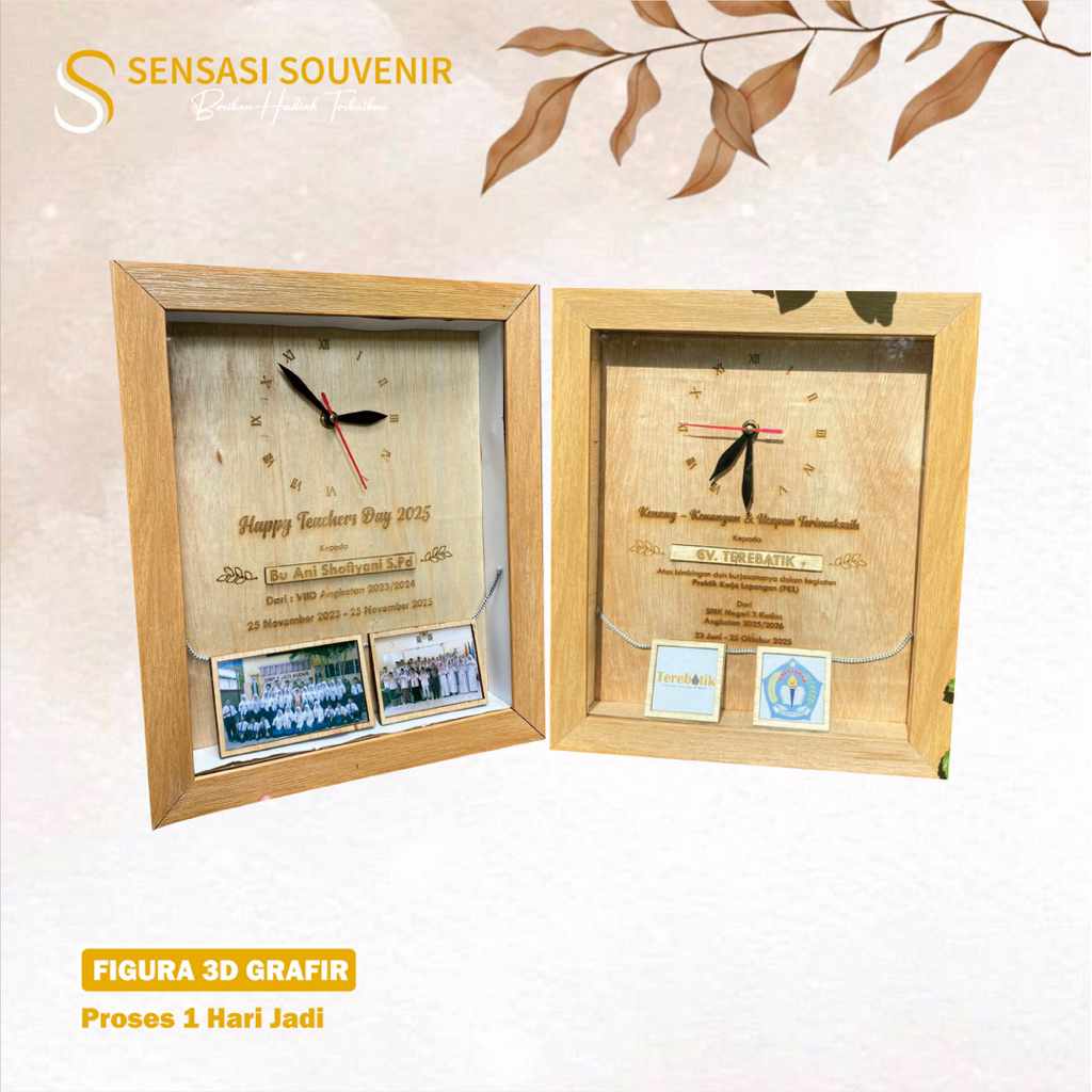 FRAME FIGURA 3D + JAM GIFT HADIAH KENANG KENANGAN SEKOLAH PKL KKN