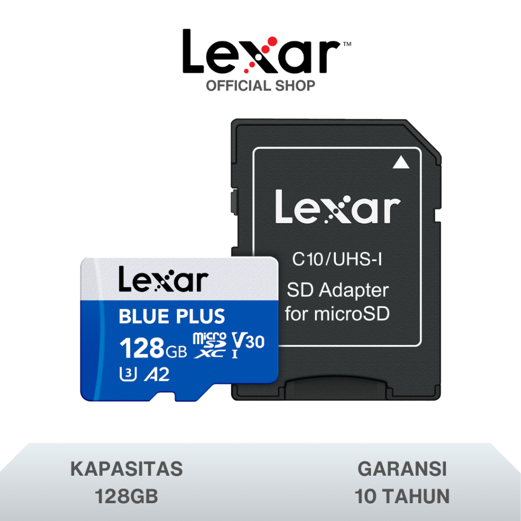 Lexar Micro SDXC BLUE PLUS UHS-I Class 10 U3 Up to 170MB/s With Adapter - 128GB