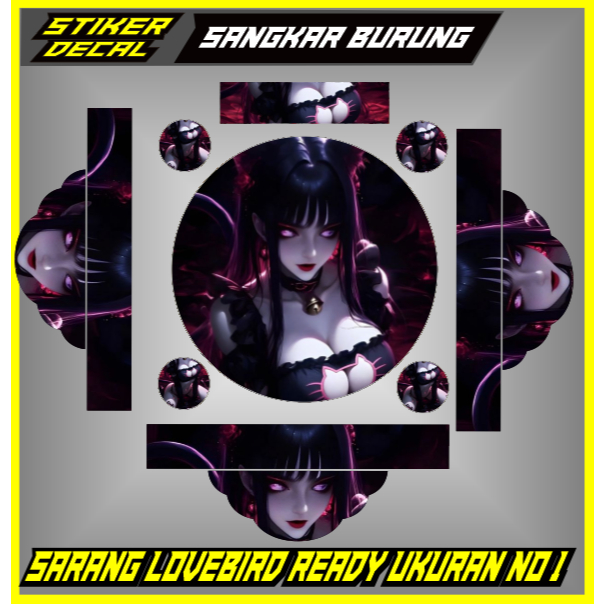 AMB - STIKER DECAL SANGKAR BURUNG LOVEBIRD DIAMETER 33CM GL VER STIKER KURUNGAN MANUK