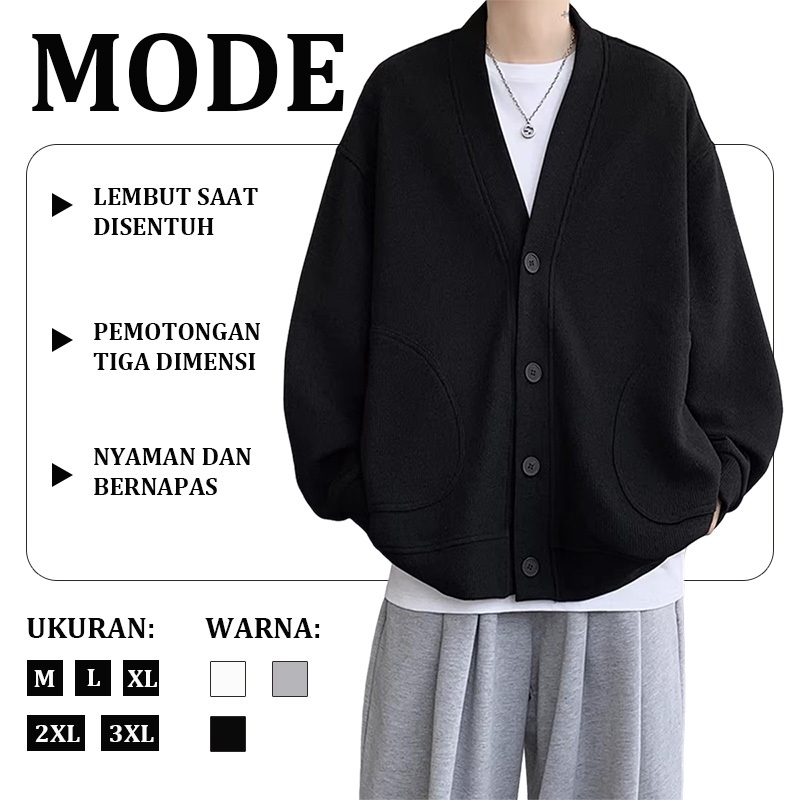 Cardigan Oversize  Polos  cardigan abu abu  cardigan hitam  baju rajut premium  kain premium  Button