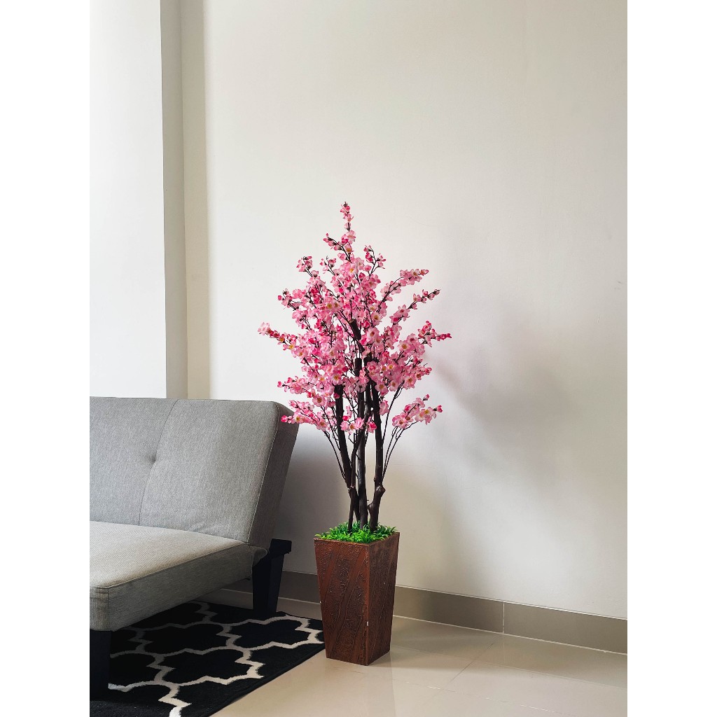 Easy Decoration Pohon Sakura Imlek Meihua Pink Artificial 1-2 meter