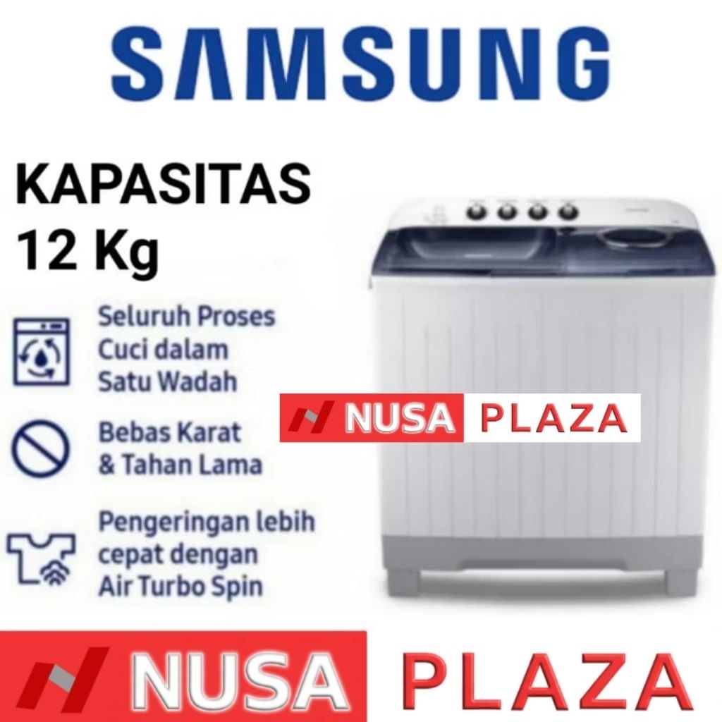 MESIN CUCI 2 TABUNG 12 Kg / 12Kg SAMSUNG WT12J4200MB/SE (KHUSUS MEDAN)