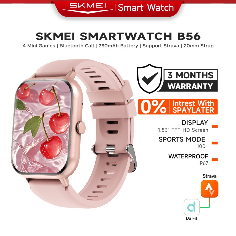 Skmei B56 SmartWatch  230mAh Battery Capacity Jam Tangan Wanita IP67 Waterproof  | Wallpaper Kustom 