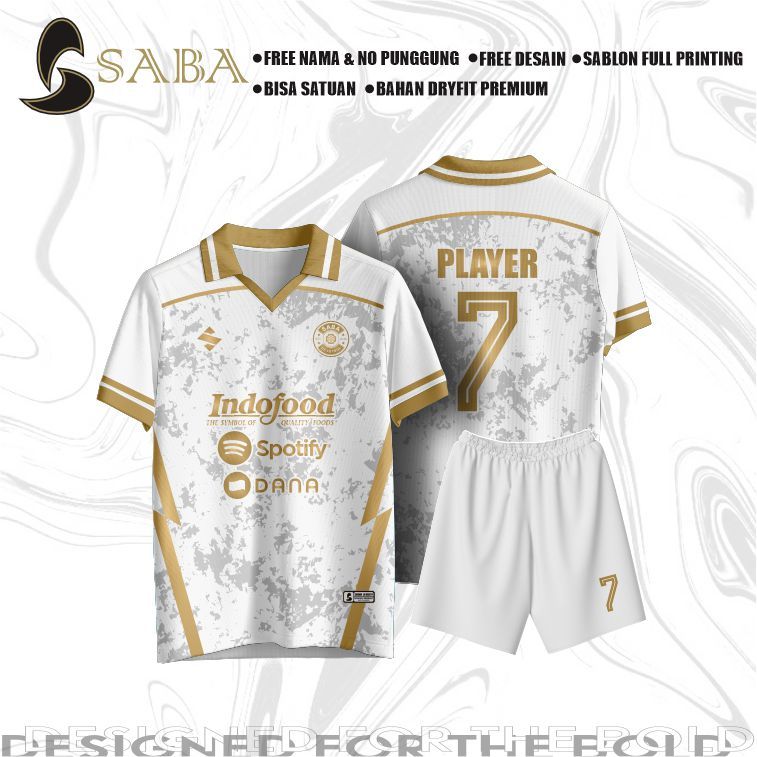 JERSEY FREE CUSTOM PUTIH EMAS TERBARU FULL PRINTING BOLA VOLLY SEPAK BOLA BADMINTON FUTSAL SPORT