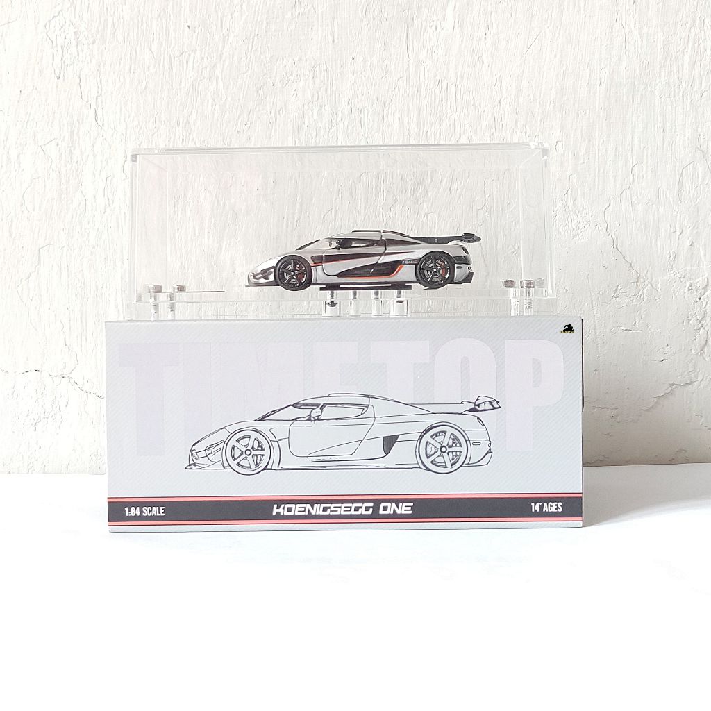 TIMETOP KOENIGSEGG ONE:1 MOON SILVER ORANGE LIVERY 1/64