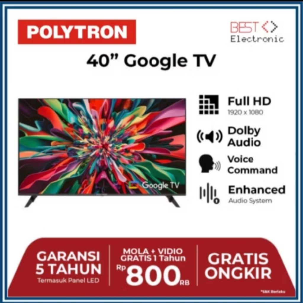 POLYTRON Smart Google TV LED 40 Inch PLD 40RG9059