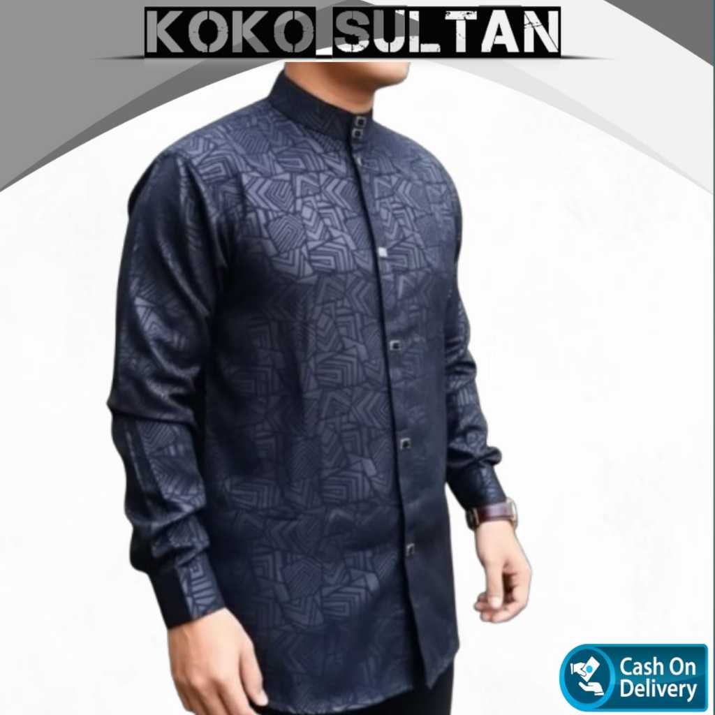 Baju Koko Sultan/Kemeja Koko Sultan Wolfis Embos Lengan Panjang
